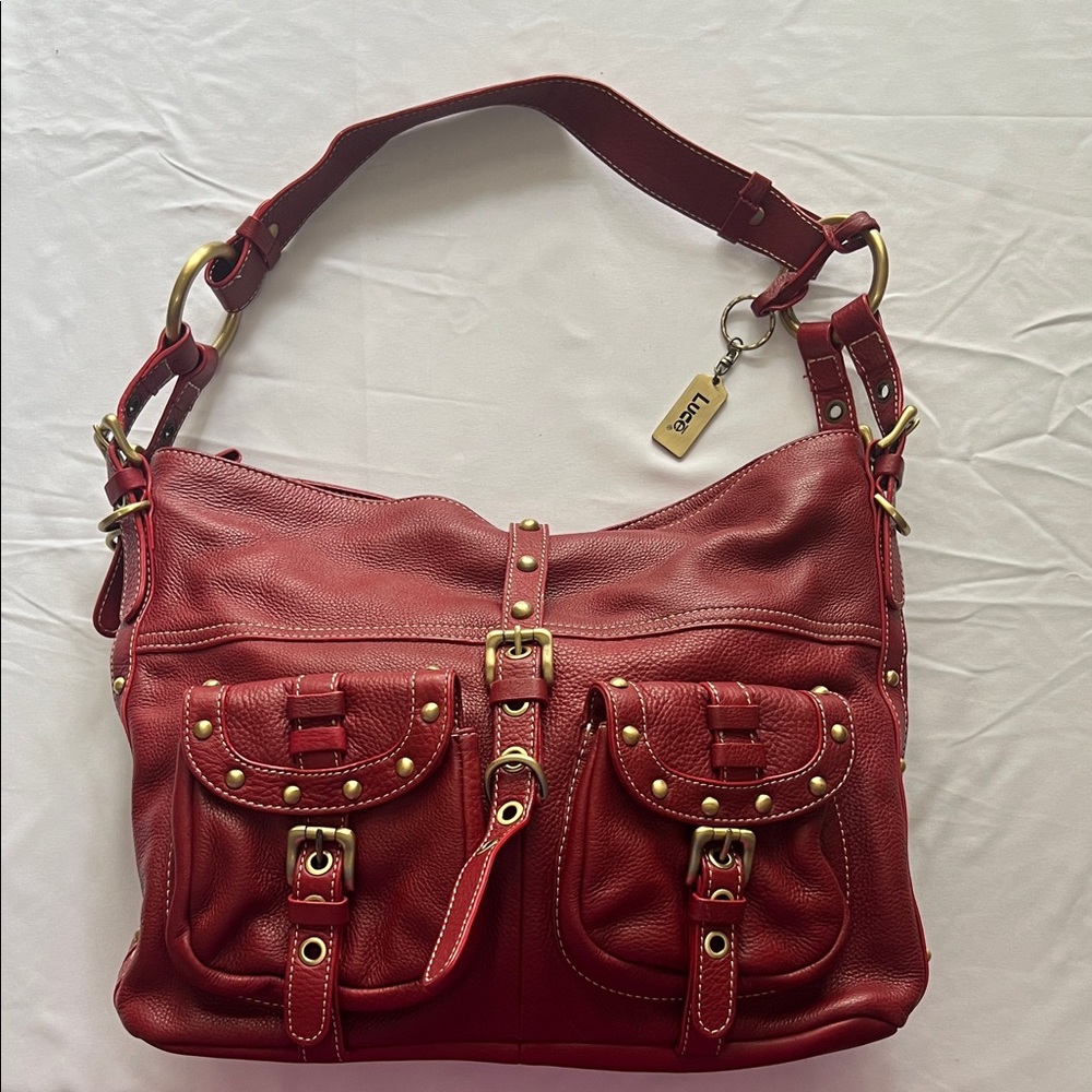Luce Red Leather Shoulder Bag